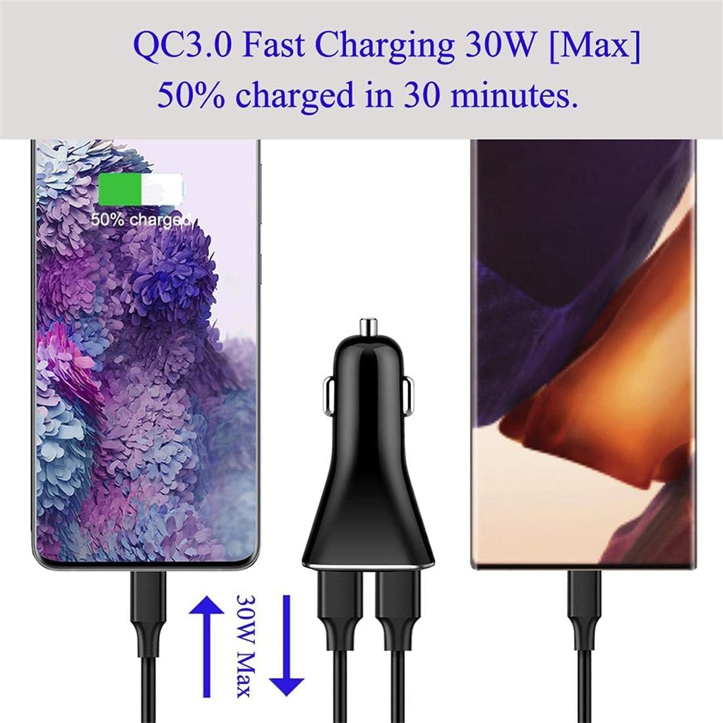 USB Car Charger Adapter, QC 3.0 Fast Car Charger, 4-Port Multi 9.6 Amp 48W Rapid Car Charger Compatible with Iphone 13/12/11 Pro Max, Samsung Galaxy S20 Ultra/Note20, LG, Pixel and More[2Pack].